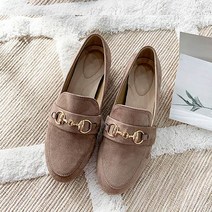 가이아슈 [국내생산] 골드체인 스웨이드 발편한 쿠션 로퍼 3cm 단화