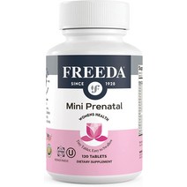 FREEDA 미니 임산부 비타민 - 코셔 임산부 - 삼키기 쉬운 작은 태블릿 - 철분 산전 엽산 / 엽산 비타민, 한개옵션1, 01 120 Count