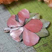 브로치 핑크 플라워 자개