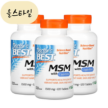 (3통 세트) 닥터스베스트 MSM 식이유황 optiMSM 1500mg 120정 as, 3개