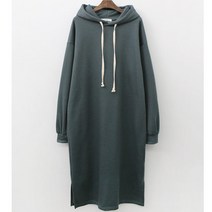 퍼니걸스 5608 데일리 루즈핏 기모 후드 롱 원피스 여성의류