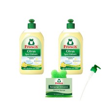 프로쉬 독일 주방세제 레몬500ml 2개+펌프1개+수세미1개
