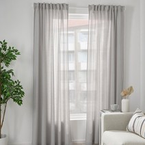 커튼 피에데르모트 한쌍 화이트/그레이 145x250cm 안방 거실 창문 이케아 커텐 가림막 방풍 가리개