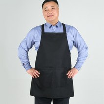 오투라이프에이프런 X자형 폴리 빅사이즈 앞치마, 블랙