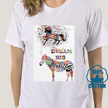 말 그림 돈나무 액자 1292X 드림 빅 2022 얼룩말 프린트 남성 흰색 티셔츠 다채로운 수채화 편지 코튼 아트, 16 whitexry730_04 M