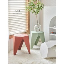 명품 베란단 홈카페 의자 모던스툴 플라스틱 디자인 야외벤치 ZUOXIA, 기하학 민트 그린