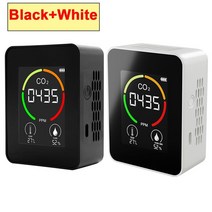 에어 모니터 CO2 미터 검출기 다기능 온 습도계 홈 지능형 가스 분석기 가정용 디지털 대기 오염 모니터, 03 White and Black