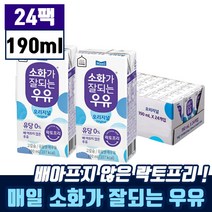 락토프리 매일 소화가 잘되는 우유 오리지널 / 유당 제거 불내증 추천 식사 아침 대용 저 지방 배 안아픈 으유 유유 유우 우우 메일 락터 락트 락티 프리 소하 후기 인증 정품, 24팩, 190ml