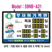 무재해기록판(넘버링 돌출형) 모델 59NB-A21 (수동식 숫자 돌림판) 규격 : 가로600X세로400X뚜께15(mm), 알루미늄