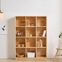 서랍책장 낮은책꽂이 거실서재 F2319 고무나무 4단 12칸 1color 공간분리 틈새 아, 내추럴오크