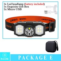 BALDR 휴대용 COB LED 전조 등 내장 배터리 USB 충전식 미니 토치 라이트 야외 조명 캠핑, 05 E Packing_02 EU