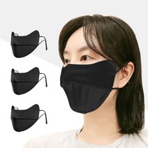 시큐어핏 쿨링 냉감 햇빛 차단 마스크 3개 1세트, 블랙