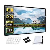 JKJU 120인치 프로젝터 화면 16:9 HD 4K 접이식 방지 투영 프로젝터용 휴대용 영화 야외/홈시어터 지원 전면 후면