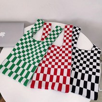 체커보드 니트 숄더 백 가방 체크무늬 에코백 파우치 토트