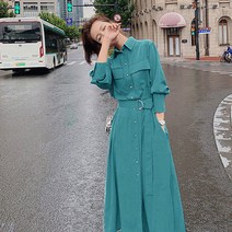 여성 롱 긴팔 셔츠 원피스
