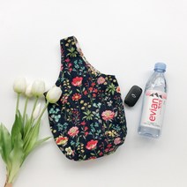 마실가방 에코백 플라워 한줄 손목가방 양면 천가방 미니백 파우치 천 꽃무늬 천 고급 핸드메이드