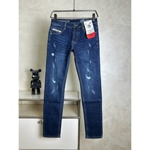 diesel FW24 남성 단색 낮은 허리 편안한 히든 지퍼 낡은 청바지 블루 UP424DSE340UHS5DU800