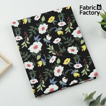 옥스포드 원단 천 블랙플라워 화이트 TJ