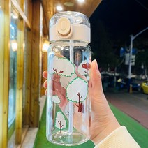유리빨대컵 물컵 내열 밀봉 누워 있다 산후조리 산모 임부 전용 여학생 외출 휴대 3762001235