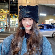 큐티 곰돌이 비니 2023 여성 스키장 뽀글이 여성 귀여운