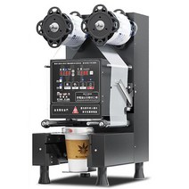 컵 씰링 기계 우유 차 숍 씰링 기계 완전 자동 상업 커피 주스 두유 음료 열 씰러 220V 110V, 블랙, 영국 플러그
