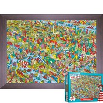 퍼즐피플 월리를찾아라 직소퍼즐, 월리를찾아라 쥬라기게임 1000P 액자포함(우드월넛), 퍼즐유액 포함, 1000p