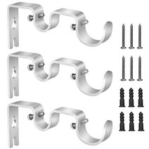 Jalan 3 pcs 커튼 막대 브래킷 헤비 듀티 금속 폴 홀더가있는 이중 홀더 양방향 여러 스타일 (실버) 장식