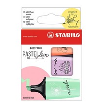 3/6 색 세트 독일 Stabilo 미니 형광펜 마카롱 초점 작은 신선한 마커 귀여운 문구 학교 용품 카와이, 01 3color suit