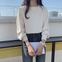 여자 퍼프 소매 보트넥 긴팔 블라우스 정장팬츠패션