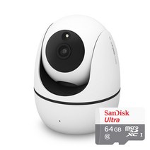 EFM네트웍스 IPTIME 300만화소 실내용 360도 회전형 반려동물 와이파이 무선 홈카메라 CCTV C300, IPTIME C300 Micro SD카드 64GB