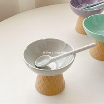 디저트 그릇 아이스크림 접시 팥빙수그릇, D 그레이