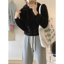 케익 플리 앙고라 양털 니트 스웨터 긴팔 후드 탑 이너 후드티 S382