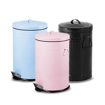 파스텔 모던 컬러 휴지통 (양철) 3L/5L/12L/20L (블루/핑크/블랙/화이트/그레이), 12L, 블랙