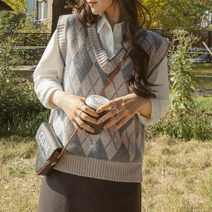 [마이더스비] 디피 아가일 울 니트 조끼