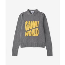 GANNI 여성 로고 그래픽 니트 - 그레이 / K1775641 LOGO GRAPHIC KNIT