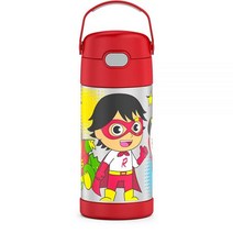 THERMOS 아동용 펀테이너 스테인리스 스틸 진공 보온 빨대 텀블러 12 oz 퍼플 하트, FUNTAINER 12 Ounce Bottle, Ryans World