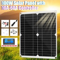 태양광 발전 시스템 패널 100w 태양 전지 듀얼 usb 포트 단결정 실리콘 충전 보드 키트 컨트롤러 키트가있는 방수 태양 전지 태양열, 20a 컨트롤러 포함