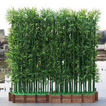 인조 대나무 파티션 실내 옥상 조경 조화 인테리어 실외 테라스 칸막이 병풍 가림막 가리개, 80센티 베이스+2.5m 대나무 14개