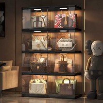 가방 보관함 쇼케이스 정리 핸드백 정리대 보관함, 상세 페이지 참고, 3열 4층 12개 리모컨 조명