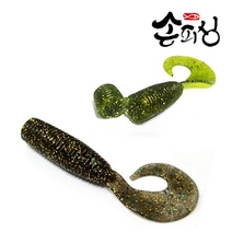 손피싱 댕댕이웜 50개입/광어 다운샷 우럭 쏘가리 광어웜 채비 낚시, 워터멜론골드펄 PA10