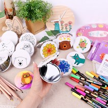 패브릭 손거울 만들기/ 민화 작은 거울 DIY 페브릭 공예 교육 아트 꾸미기 채색 미술 색칠 공부 놀이 민화 체험, 단청 손거울
