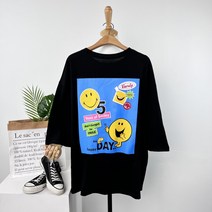 바이미쓰리 / 캔디얌 스마일 프린팅 박스 반팔티(3color)