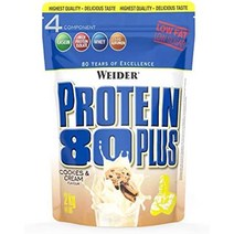 weider protein 80 plus 다성분 단백질 바닐라 크리미하고 맛있는 단백질 쉐이크를 위한 단백질 파우더 유청 카제인 분리 우유 단백질 및 계란의 조합 저지방 앰프 낮은, 쿠키  크림, 2000g