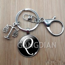 변호사 뱃지 브로치 패션 정장 양복 1+1 열쇠 고리 사법 규모 법대생 열쇠 고리 a-z 문자 유리 diy 열쇠 고리