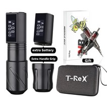 타투 머신 용품 기계 TRex 전문 무선 문신 펜 휴대용 1800mAh 파워 2607mm 코어리스 강력한 모터 회전 영구 메이크업, 없음, 2.Tattoo Kit