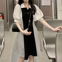 Ai-Ilmae 여성 여름 슬림핏 반팔 원피스 벌룬 원피스 러블리 미니 원피스