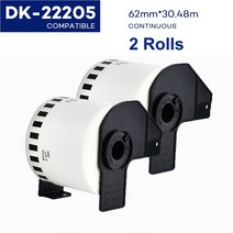 Brother 열전 사 프린터 용 2 롤 태그 QL570 DK 22205 DK11209 DK22205 연속 및 다이 컷 표준 주소 라벨, [09] 2Rolls DK-22205, 09 2Rolls DK-22205