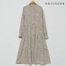 코인코즈 프릴넥 호피 나염 단추 캉캉 원피스 (IY2AO8030)
