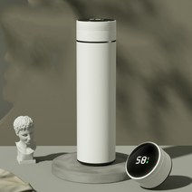 온도 표시 스마트 텀블러 316 스테인리스 스틸, 흰색, 480ml