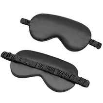 Mulberry 실크 수면 아이 마스크 부드러운 아이 커버 야간 수면용 아이섀도우 신축성 있는 스트랩 눈가리개 블랙, Black